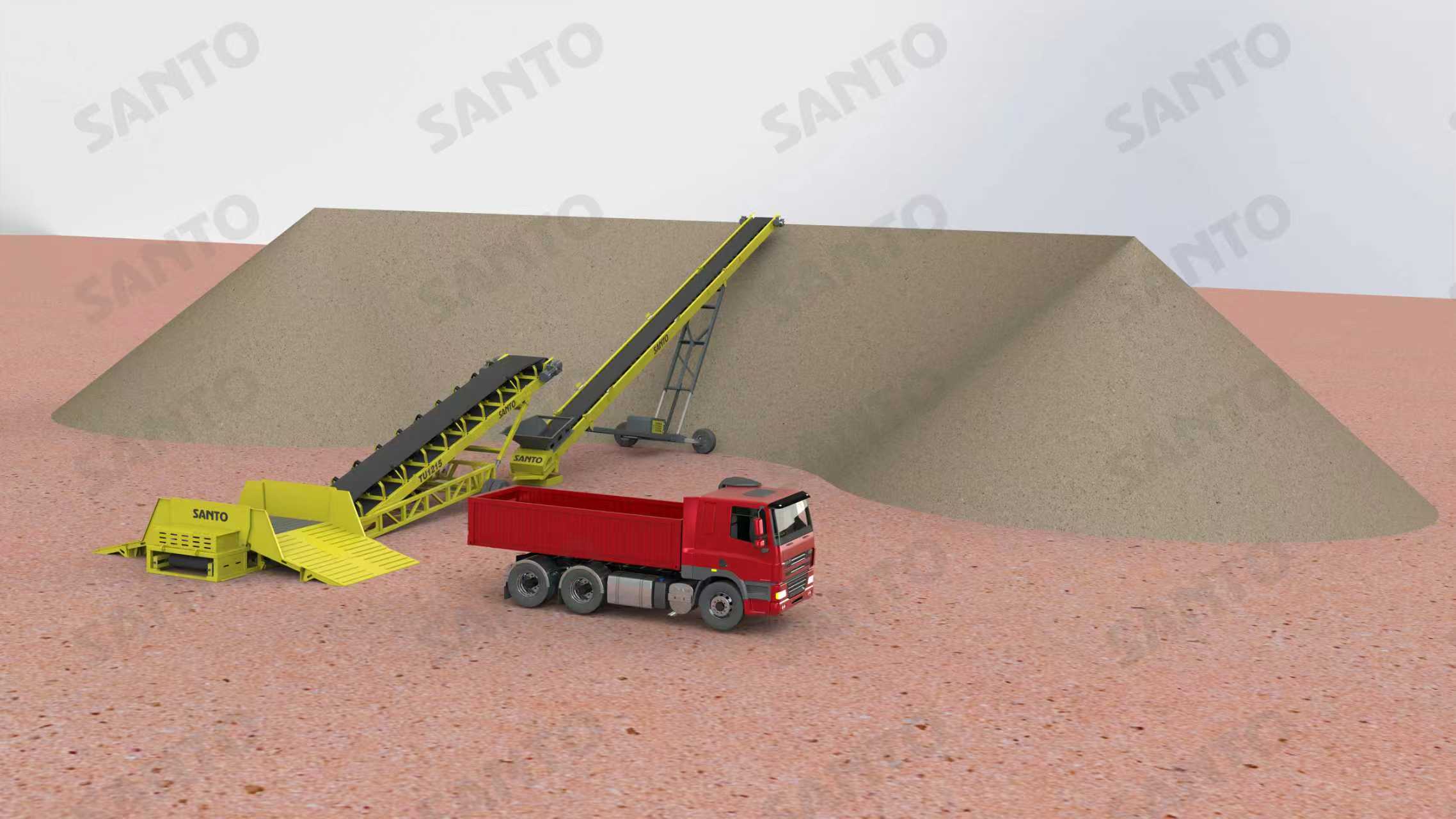 Mobile conveyor building an ordered stockpile