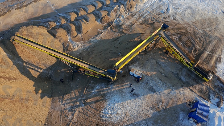 Copper ore stacking train in Kazakhstan