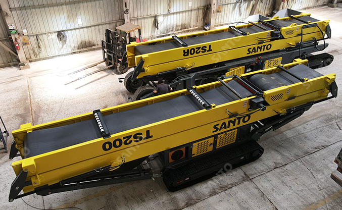 Tracked stackers at a Canadian chemical plant